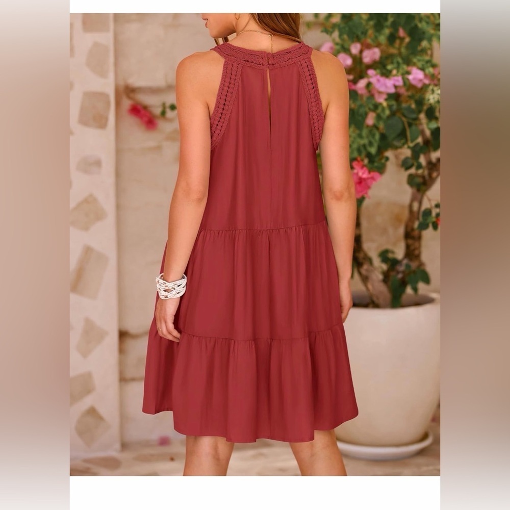 🆕Halter Neck A-Line Boho Mini Dress - Picture 2 of 3